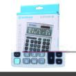 Calculator de birou DONAU TECH, carcasa metalica, solar, 12 cifre, afisaz inclinat, format mare, 210 x 154 x 37 mm, argintiu