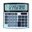 Calculator de birou DONAU TECH, solar, 12 cifre, functie TAX, afisaz inclinat, format mediu, 136 x 134 x 28 mm, argintiu