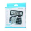 Calculator de birou DONAU TECH, solar, 12 cifre, functie TAX, afisaz inclinat, format mediu, 136 x 134 x 28 mm, argintiu