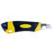 Cutter profesional OFFICE Products, lama de 18 mm, maner cauciucat, rezervor pt lame, galben/negru