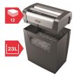 Distrugator documente REXEL Momentum X312, 12 coli, securitate P-3, cos de 23 litri, taiere confetti 5 x 42 mm, gri
