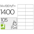 Etichete autoadezive Q-CONNECT 14/A4, 105 X 42,3 mm, albe, pretaiate, 100 coli/top