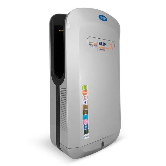 Uscator maini Limpio JET din plastic, putere 1650W, viteza aer 90m3/s, filtru antibacterian Hepa, pentru trafic intens, alb/negru