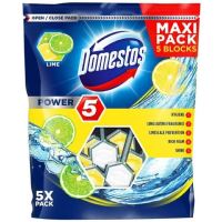 Odorizant toaleta Domestos Power 5, 5 x 55 gr, Lime