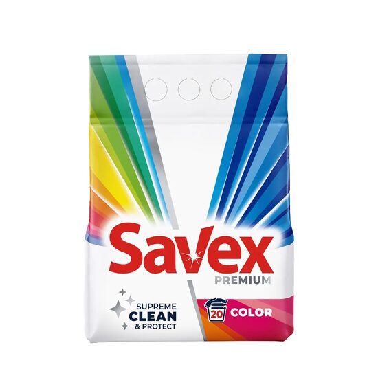 Detergent pudra SAVEX 2 kg, automat, Color 2 in 1, 20 spalari