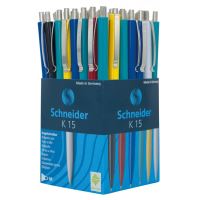 Pix cu mecanism Schneider K15, mina albastra, diverse culori, pachet 50 bucati