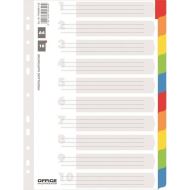 Separatoare A4 din carton OFFICE Products, 10+1 taste laminate color , hartie lucioasa 170gr