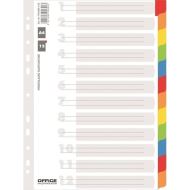 Separatoare A4 din carton OFFICE Products, 12+1 taste laminate color , hartie lucioasa 170gr