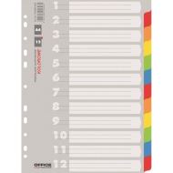 Separatoare A4 din carton OFFICE Products, 12+1 taste color , hartie lucioasa 170gr