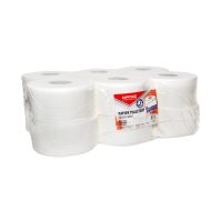 Hartie igienica mini jumbo OFFICE Products, 120 m, celuloza alb, 2 straturi (2 x 17g), portionat, pachet 12 role