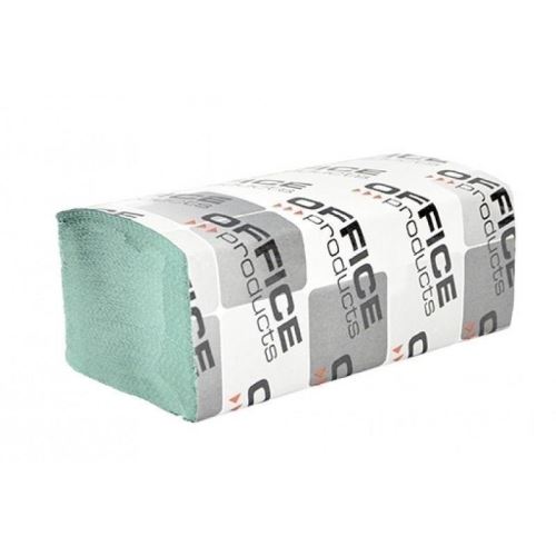 Prosoape pliate OFFICE Products, V-fold, ZZ, reciclat verde (36 gr/mp), 1 strat, 200 foi, 23 x 23 cm, 20 pachete/bax