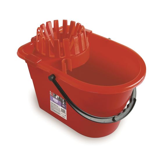 Galeata ovala din plastic ANNA ZARADNA, cu storcator, 14 litri, rosu