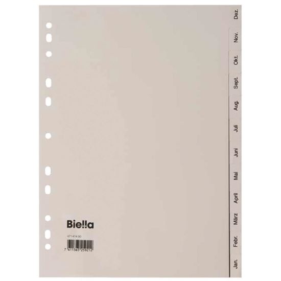 Separatoare A4 plastifiate DONAU, index lunar IAN-DEC, gri, 120 microni