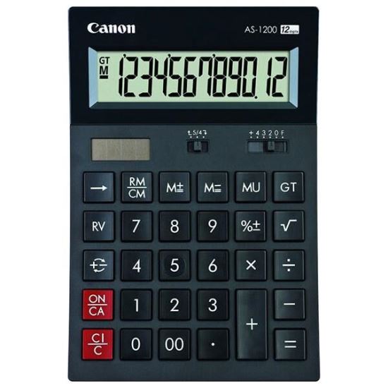 Calculator de birou Canon AS-1200, solar, 12 cifre, afisaz inclinat, 178 x 118 mm, format mediu