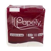 Servetele de masa Papely, celuloza alb, 1 strat, 24 x 24 cm, 100 buc/set