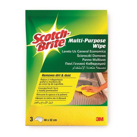 Laveta universala Scotch Brite, 40 x 32 cm, 3 buc/set, galben