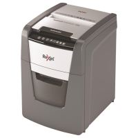 Distrugator documente REXEL OPTIMUM AUTOFEED+ 100X, 100 coli, securitate P-4, cos de 34 litri, taiere confetti 4 x 28 mm, gri