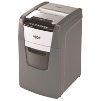 Distrugator documente REXEL OPTIMUM AUTOFEED+ 150X, 150 coli, securitate P-4, cos de 44 litri, taiere confetti 4 x 28 mm, gri