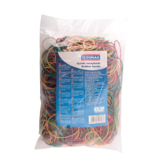 Elastice pentru bani DONAU, 60 mm, 1,5 x 1,5 mm, 80 % cauciuc, 500 gr, color