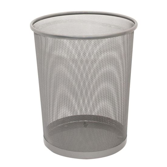 Cos din plasa metalica Q-CONNECT MESH, 19 litri, inaltime 34 cm, diametru 295/240 mm, argintiu