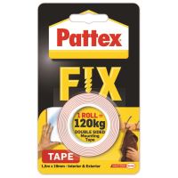 Banda dublu adeziva de montare PATTEX FIX, 19 mm x 1.5 m, sustine pana la 120 Kg