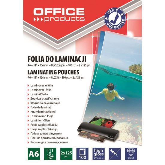 Folie laminare OFFICE Products, A6, 2 x 125 microni, 100 buc/top