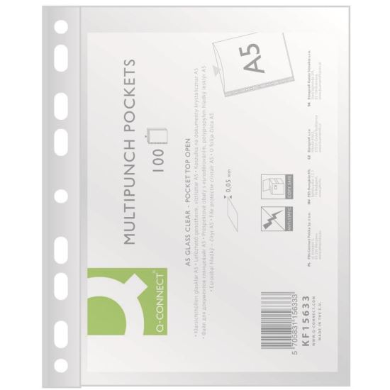 Folie protectie Q-CONNECT, A5, cristal, 50 microni, 100 file/set