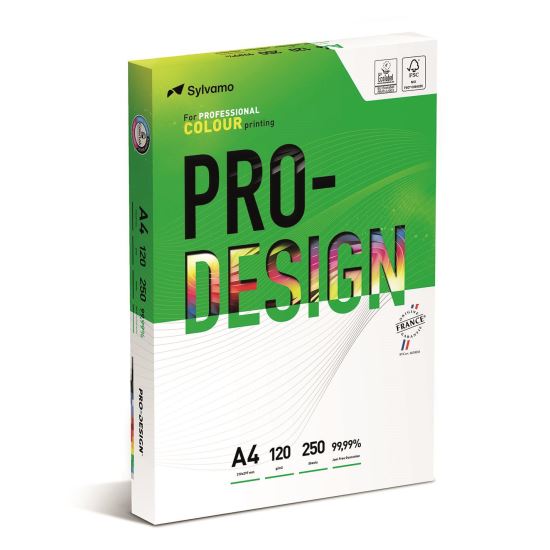 Carton alb PRO-DESIGN, A4, 120 gr, clasa A++, neteda si satinata, alb 168 CIE, 250 coli caton/top