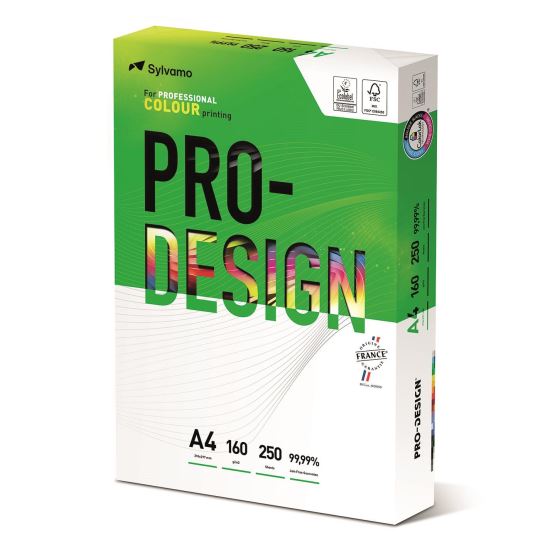 Carton alb PRO-DESIGN, A4, 160 gr, clasa A++, neteda si satinata, alb 168 CIE, 250 coli carton/top