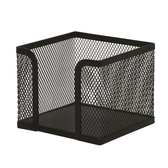 Suport Q-CONNECT MESH pentru cub hartie, din plasa metalica, 95 x 80 x 95 mm, negru