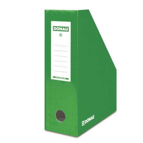 Suport vertical din carton DONAU, cotor 100 mm, carton lucios 390 gr/mp, verde