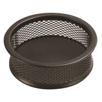 Suport Q-CONNECT MESH pentru agrafe, rotrund, din plasa metalica, d 90 mm x h 32 mm, negru