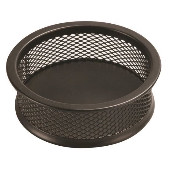 Suport Q-CONNECT MESH pentru agrafe, rotrund, din plasa metalica, d 90 mm x h 32 mm, negru