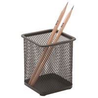 Suport Q-CONNECT MESH pentru instrumente de scris, patrat, din plasa metalica, 80 x 80 x 100 mm, negru