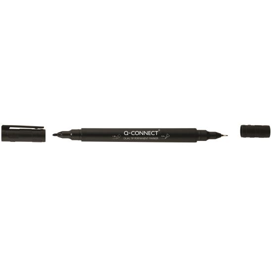 Marker permanent Q-CONNECT cu doua varfuri (0.4 mm / 1.0 mm), negru