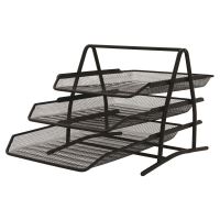 Set de 3 tavite culisabile Q-CONNECT MESH, din plasa metalica, 273x262x350 mm, negru