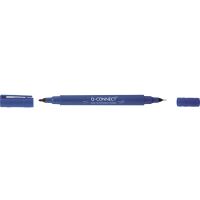 Marker permanent Q-CONNECT cu doua varfuri (0.4 mm / 1.0 mm), albastru