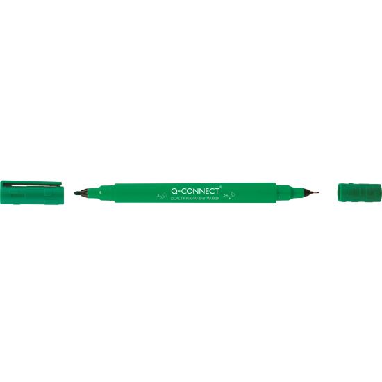 Marker permanent Q-CONNECT cu doua varfuri (0.4 mm / 1.0 mm), verde