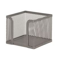 Suport Q-CONNECT MESH pentru cub hartie, din plasa metalica, 95 x 80 x 95 mm, argintiu