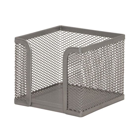 Suport Q-CONNECT MESH pentru cub hartie, din plasa metalica, 95 x 80 x 95 mm, argintiu
