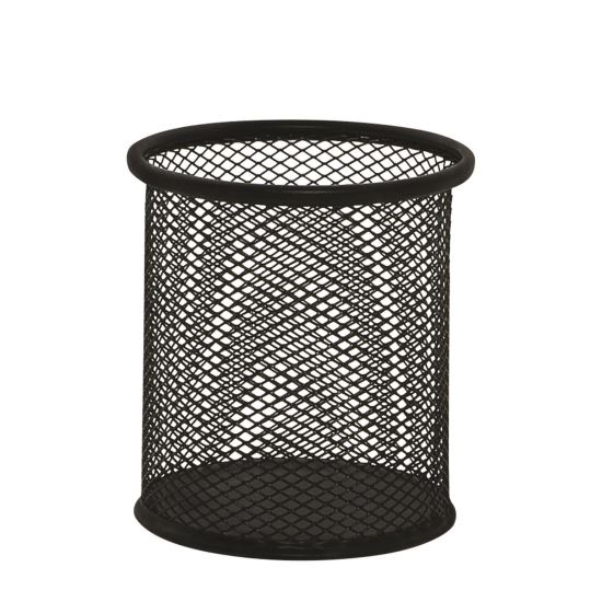 Suport Q-CONNECT MESH pentru instrumente de scris, rotund, din plasa metalica, 90 x 100 mm, negru