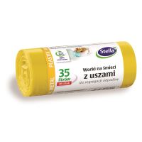 Saci menajeri colectare selectiva Stella, cu manere, 35 litri, rezistenti, 20 buc/set, galben (deseuri plastic)