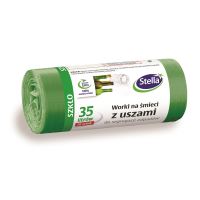 Saci menajeri colectare selectiva Stella, cu manere, 35 litri, rezistenti, 20 buc/set, verde (deseuri sticla)