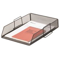 Tavita documente Q-CONNECT MESH, din plasa metalica, suprapozabila, 280x340x80 mm, negru