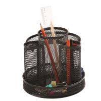 Organizator de birou rotativ Q-CONNECT MESH, 5 compartimente, din plasa metalica, 165 x 165 x 160 mm, negru