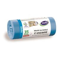 Saci menajeri colectare selectiva Stella, cu manere, 35 litri, rezistenti, 20 buc/set, albastru (deseuri hartie)