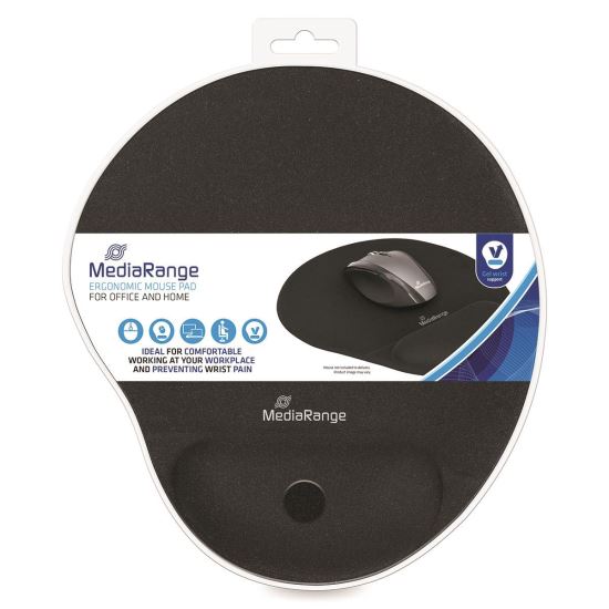 Mouse pad MediaRange cu gel pentru incheietura, negru