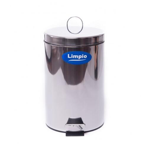 Cos din inox cu pedala, 12 Litri, diametru 25 cm, inaltime 40 cm, rotund