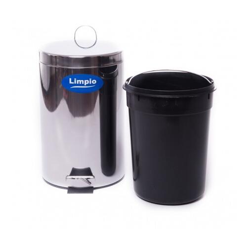 Cos din inox cu pedala, 20 Litri, diametru 29 cm, inaltime 44,5 cm, rotund