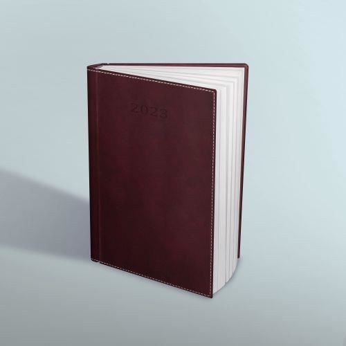 Agenda Herlitz Deluxe 2023, format A5, datata, 352 file, coperta din piele sintetica, bordo